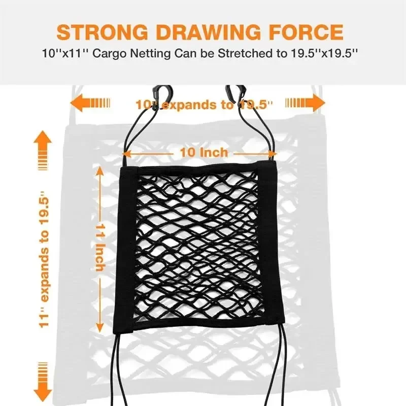 Motorcycle Cargo Net High Elastic Double Layer Motorcycle Net for Helmet Storage 10X11 Bungee Cargo with Hooks Luggage