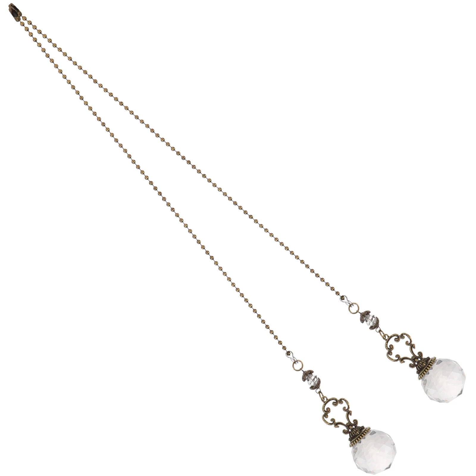 

2 Pcs Zipper Strip Crystal Ceiling Fan Locket Metal Chandelier Pull Chain Pendant
