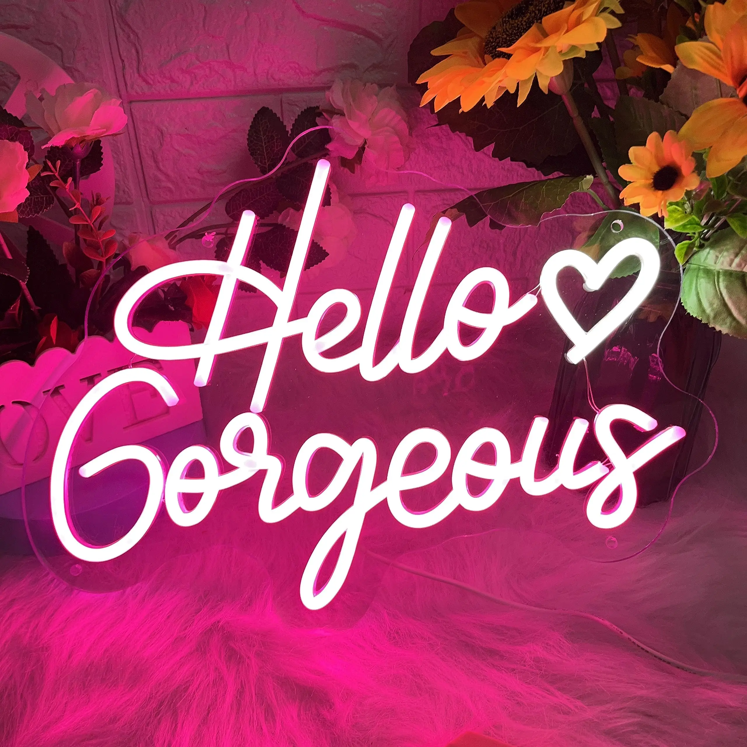 

Hello Gorgeous Neon Sign LED Light Wall Neon Signs Bachelorette Party Birthday Engagement Party Wedding Decoration with Switch