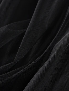 Women’s Tulle Long Skirts Elastic High Waist Ruffle Hem Tutu Skirts Fluffy A-line Midi Skirts 5