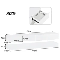 Настенная доска для телевизора со светодиодной подсветкой и местом для хранения, 2 шкафа, 4 ящика, современный дизайн МДФ, Белый — изображение 6