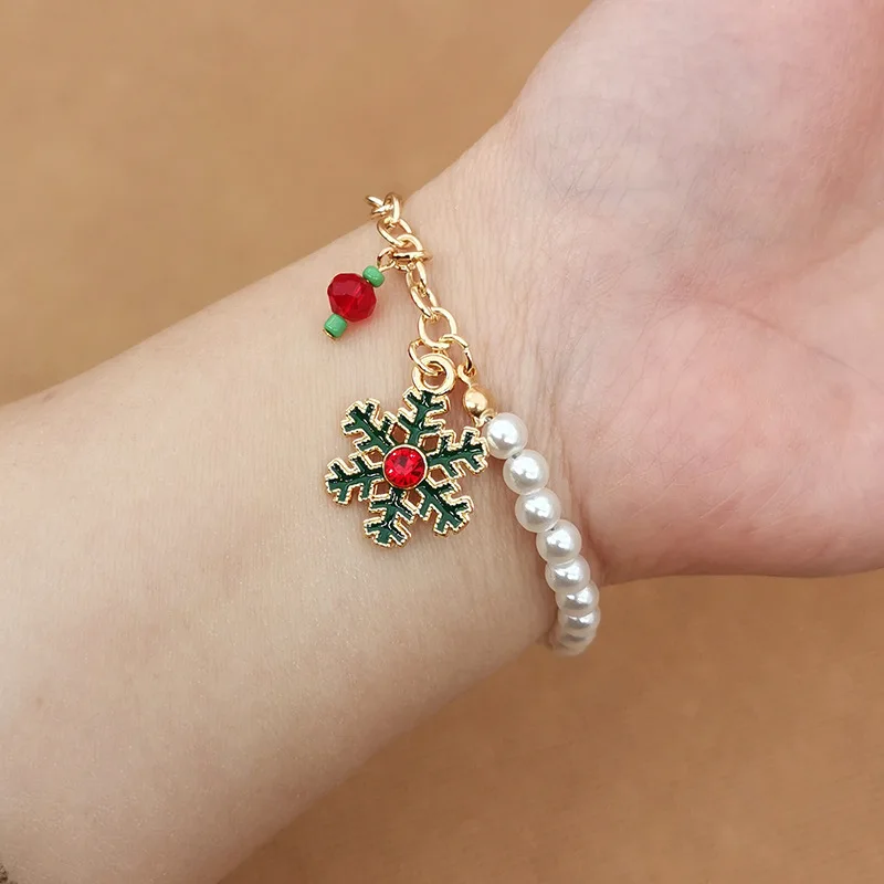 1PCS Christmas Enamel Bracelet Xmas Tree Bell Santa Snowflake Charms for Women Men Gifts metal bracelet