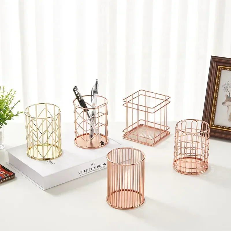 Cosmetics Makeup Brushes Storage Box Cylindrical Case Lipstick Brush Pen Holder Organizer Wrought Iron Pen storage box makeup organizer pen holder makeup storage box cosmetic storage box