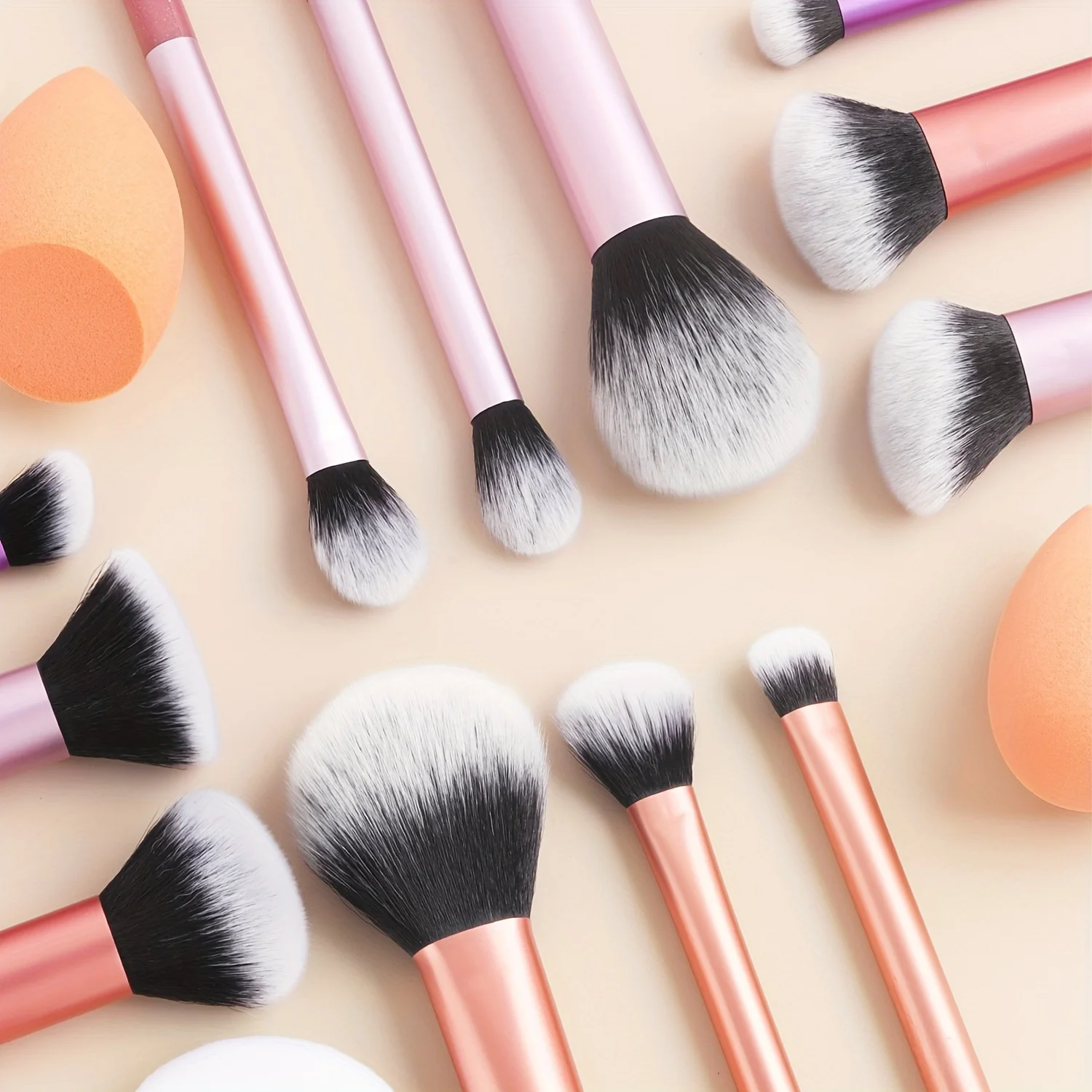 12-Piece Classic Full Makeup Brush Set with Angled and Teardrop Blenders, 1 Powder Puff - Professional Application Tools, Nylon 6