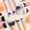 12-Piece Classic Full Makeup Brush Set with Angled and Teardrop Blenders, 1 Powder Puff - Professional Application Tools, Nylon 6