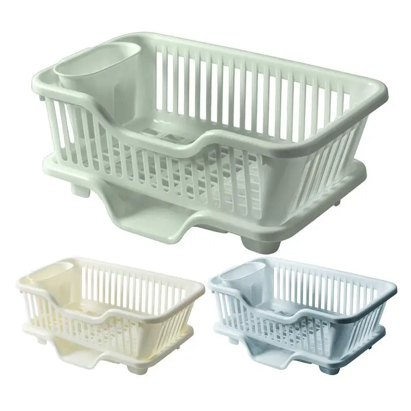 

Kitchen Dish Drainer Drying Rack With Drain Basket Space Saving Dish Rack And Drainboard Set For Bowls Spoons Cups Chopsticks