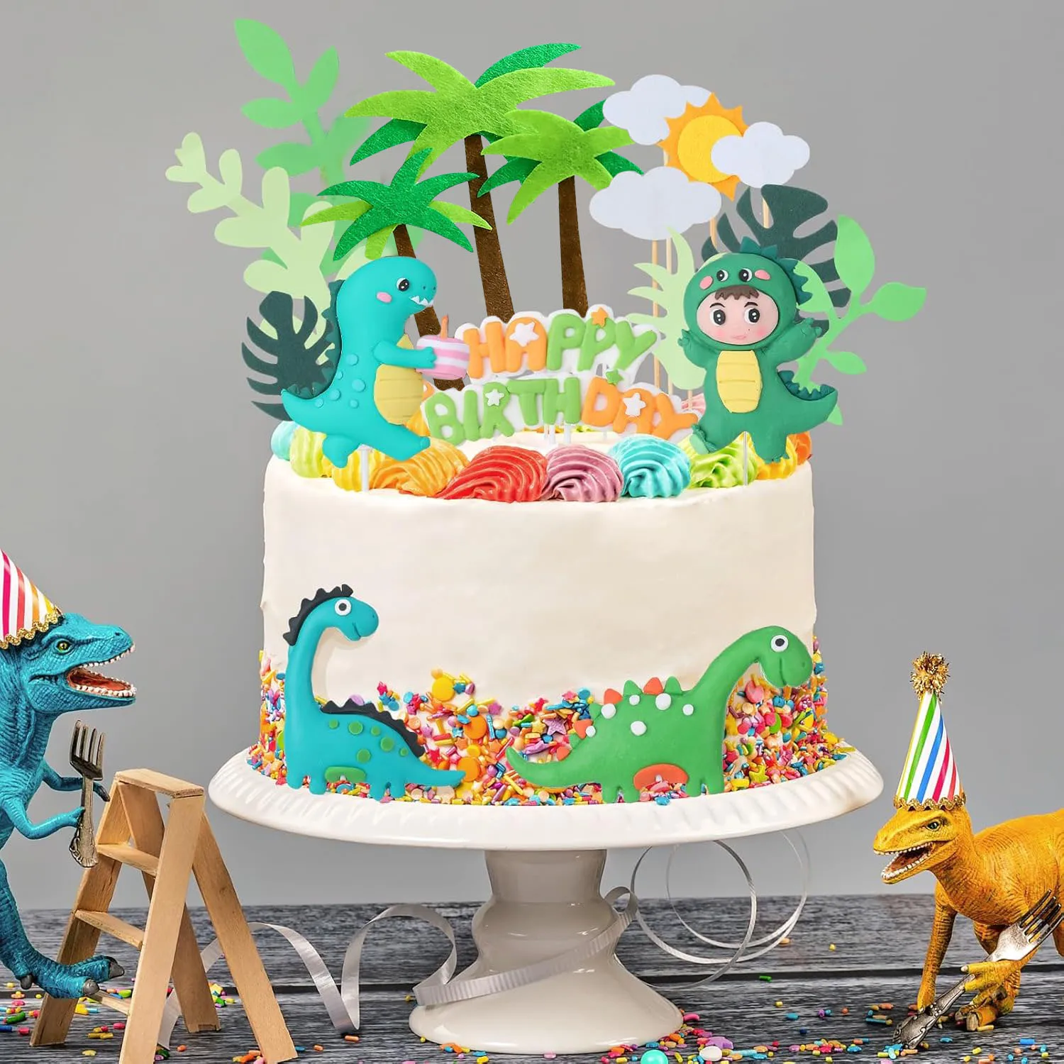 Set di 44 decorazioni per compleanno Dino, palloncini per il compleanno dei bambini, con dinosauro, decorazione per il compleanno dei bambini