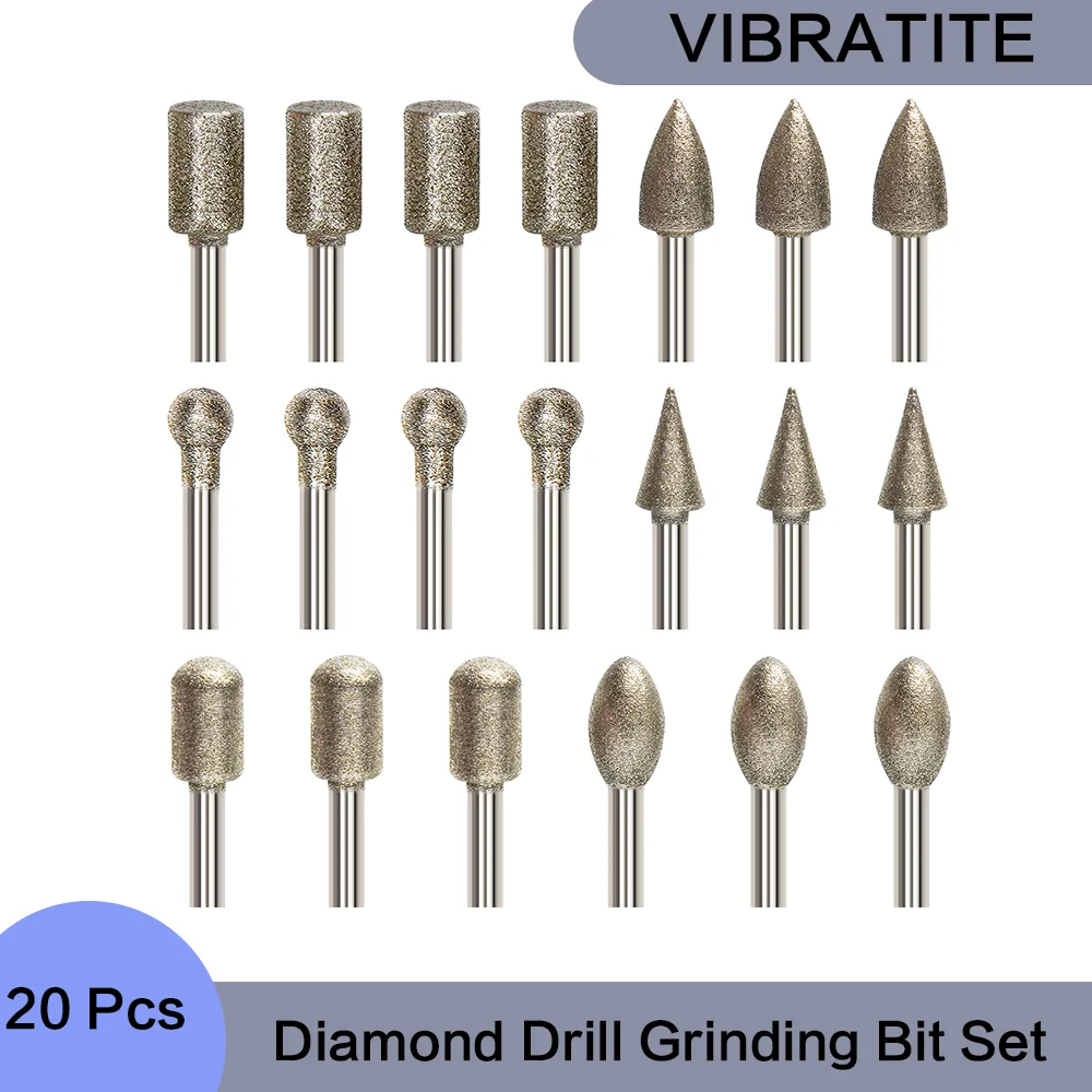 20 Pcs Diamond Drill Grinding Bit Set with 1/8-inch Shank Stone Carving Rotary Tools for Polishing Tile Ceramics Marble Granite diamond hole saw with bit tile hole saw for marble ceramics dropship