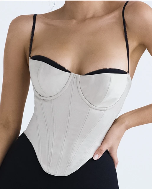 Boho Inspired Satin Underwired Corset women white corest top new 