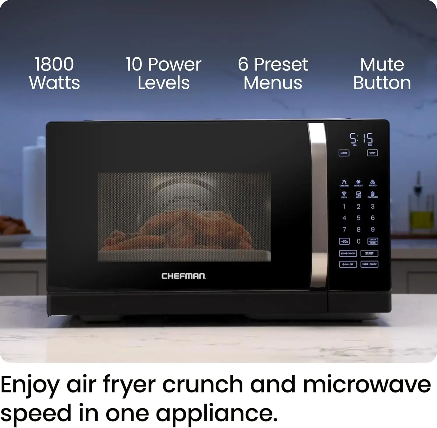 MicroCrisp Countertop Microwave Oven and Convection Oven, with Integrated Crisper, Guided Touchscreen Interface, 10 Powe 2