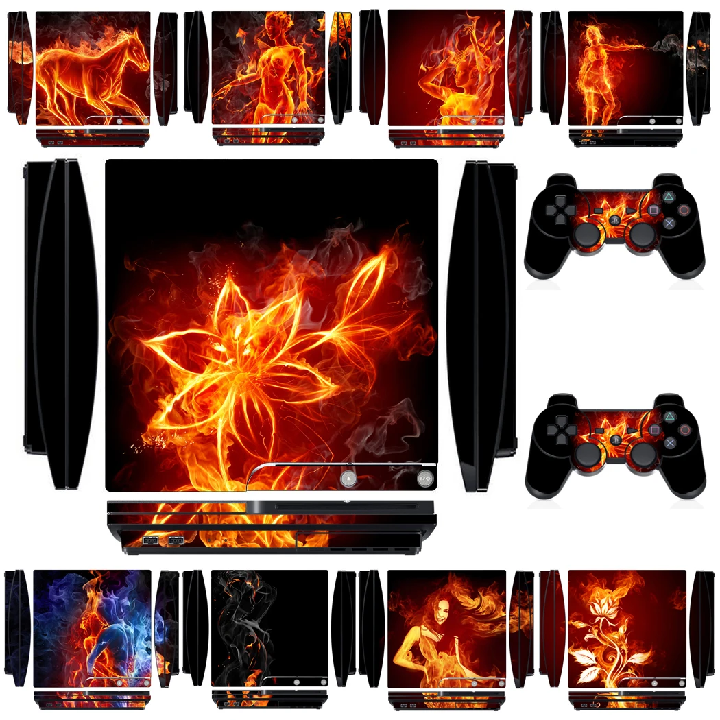 Fire Vinyl Skin Sticker Protector Per Sony Ps3 Slim Playstation 3 Slim E 2 Adesivi Per Pelli Controller