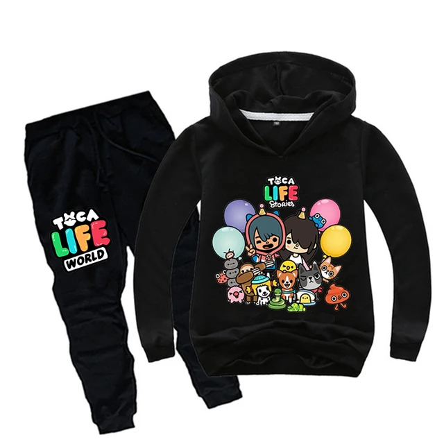 Kids Hot Game Toca Life World Cartoon Print Hoodies Girls Cute