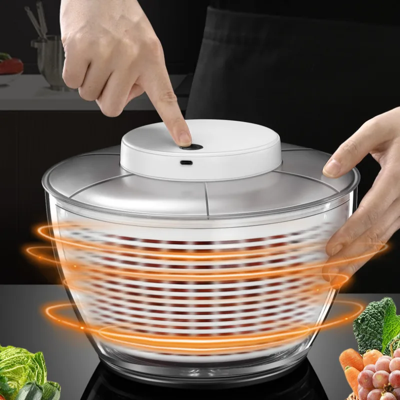 Vegetable dehydrator electric cleaning dryer fruit and vegetable dry and wet separation drain salad spinner USB