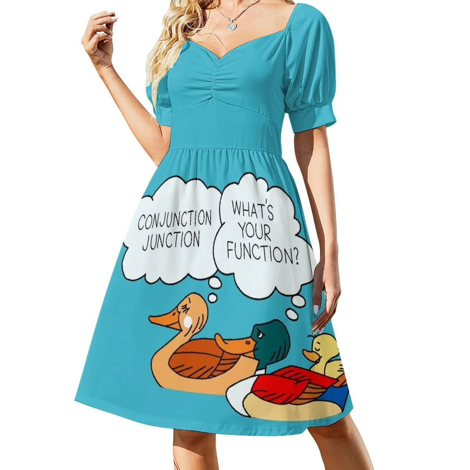 thumbnail image 1 of Conjunción Unión - patos Vestido de manga corta Ropa de mujer Vestidos de fiesta ropa de mujer novedades de verano, 1 of 8
