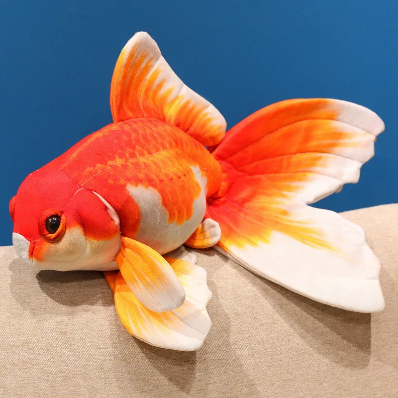 FRANKIEZHOU Realistic Goldfish Stuffed Animal – 4 Inch Red & Gray Plush Toy, Keychain, Soft Fish Decor