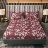 3pcs Printed Sanding Fitted Sheet and Pillowcases Set Elastic Band Around Mattress Cover King Size Bed Cover Juego De Sábanas 6