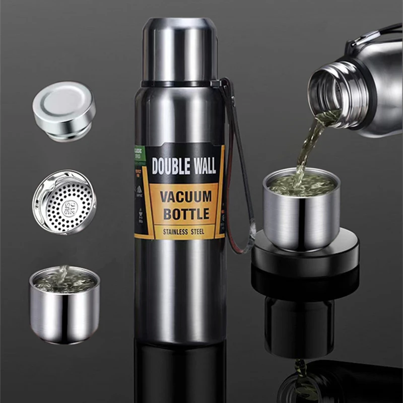 PortableLargeCapacityThermosBottleHotWaterBottleWithRope