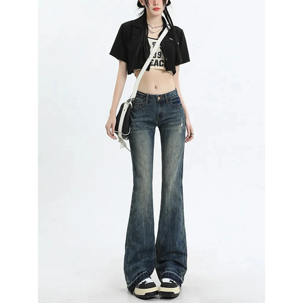 

AmericaY2K 2024 Fashion Retro Loose Denim Trousers Slim Harajuku Style Loose Wide Leg Jeans Flare Jeans Women Skinny High Waist