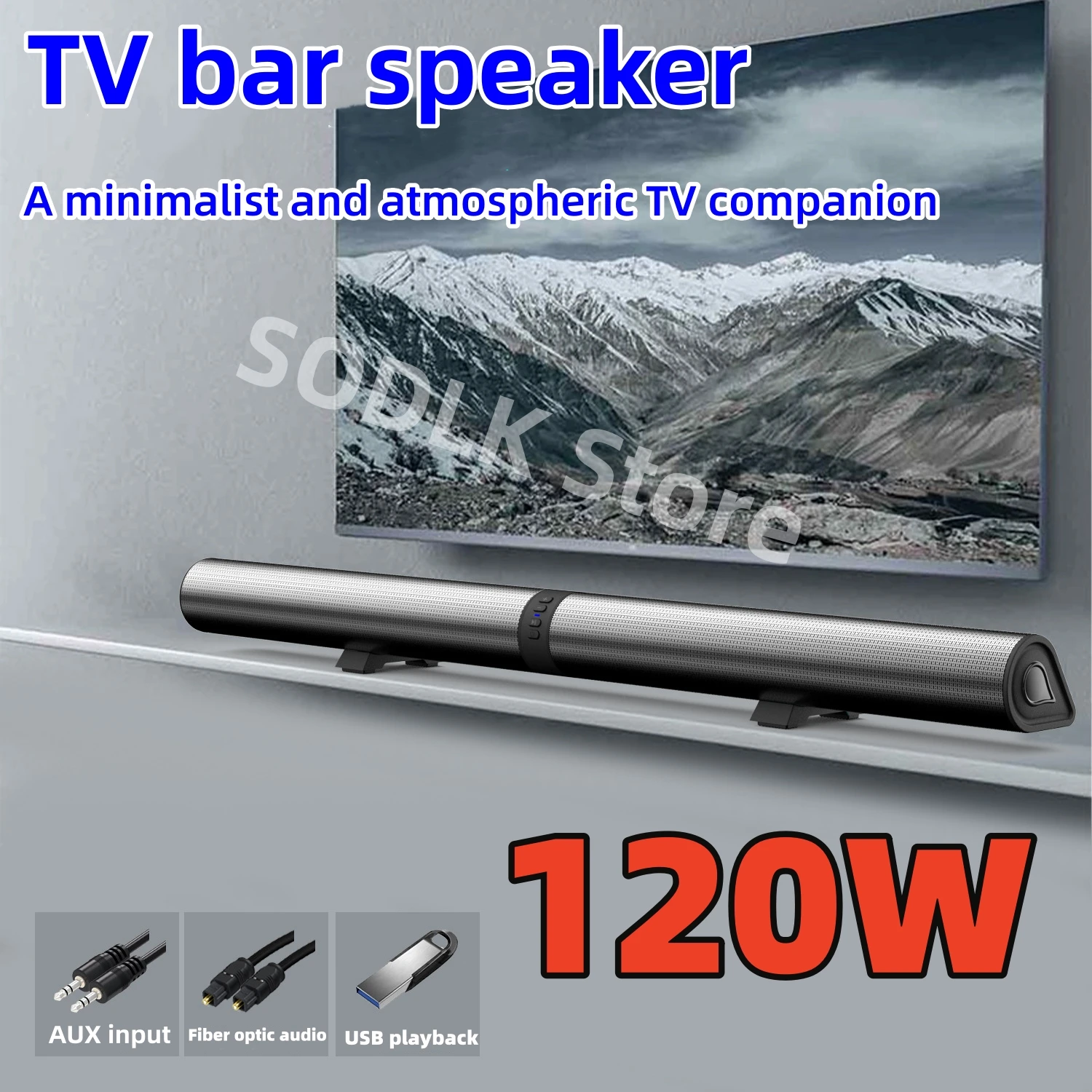 

FM Soundbar TV Bluetooth Speakers Connections Soundbars with 2-in-1 Detachable Home Cinema Shengba Sound System HDMI/AUX/BT/OPT