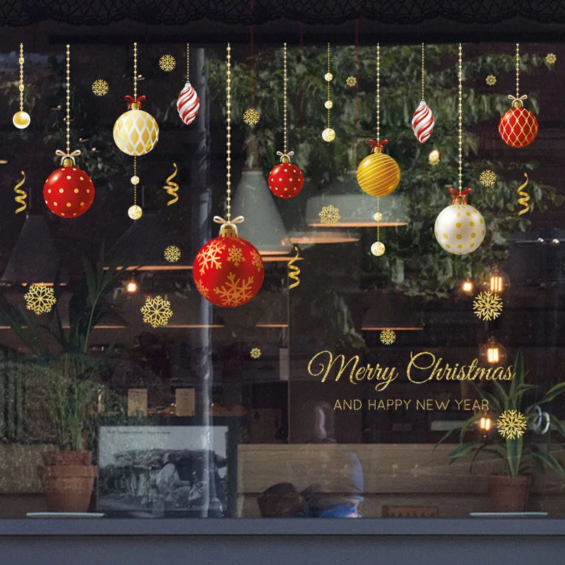 Christmas-Color-Ball-Ornaments-Wall-Sticker-Bedroom-Living-Room-Glass ...