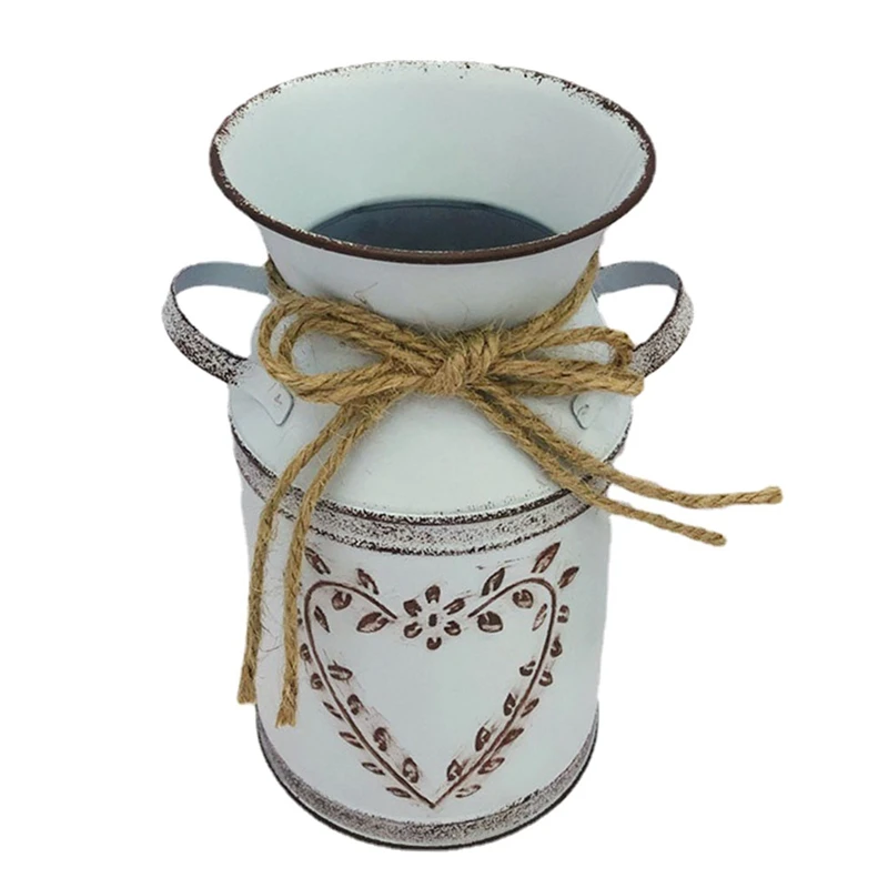 

Деревенская металлическая ваза для цветов, винтажная потертая шикарная оцинкованная банка, кувшин, французское ведро, держатели для цветов для магазина и офиса