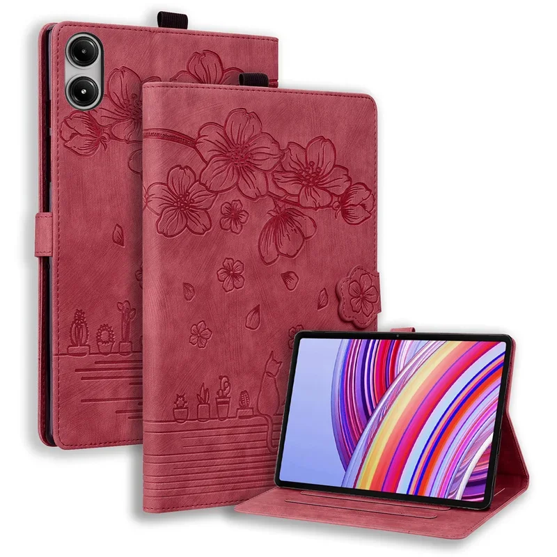 Embossed Floral PU Leather Wallet Flip Stand Tablet Cover - 12.1''