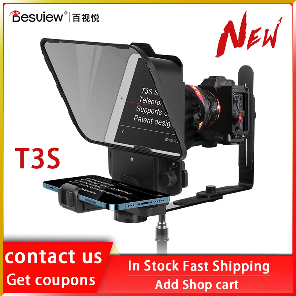 Bestview T3S Teleprompter with Double L Bracket for Smartphone/Tablet