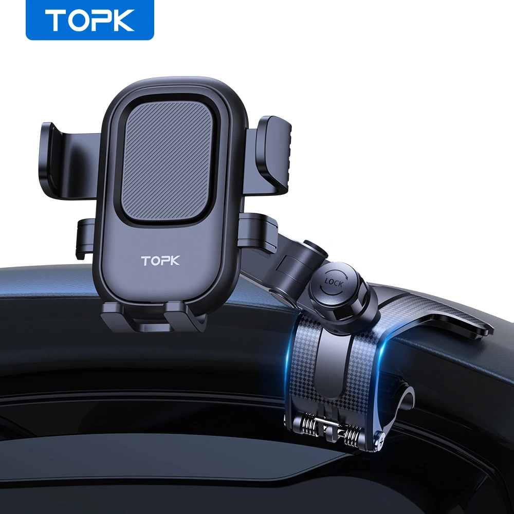 Car Phone Holder Dashboard Clip Stand Multi-Angle Rotation Silicone Anti-Slip Co