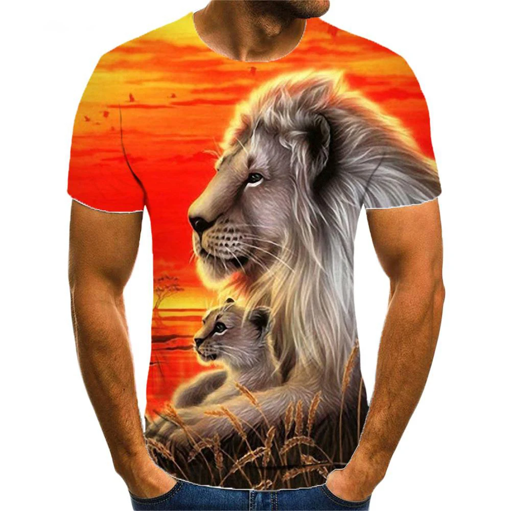 Casual Summer Short Sleeve Lion 3D Print T Shirt