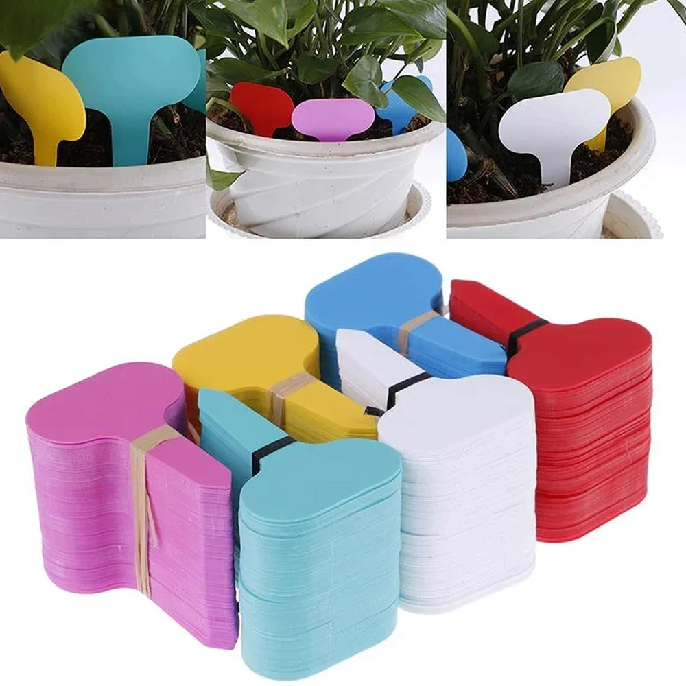 T-Shape Plastic Plant Markers 50/100Pcs with Pen