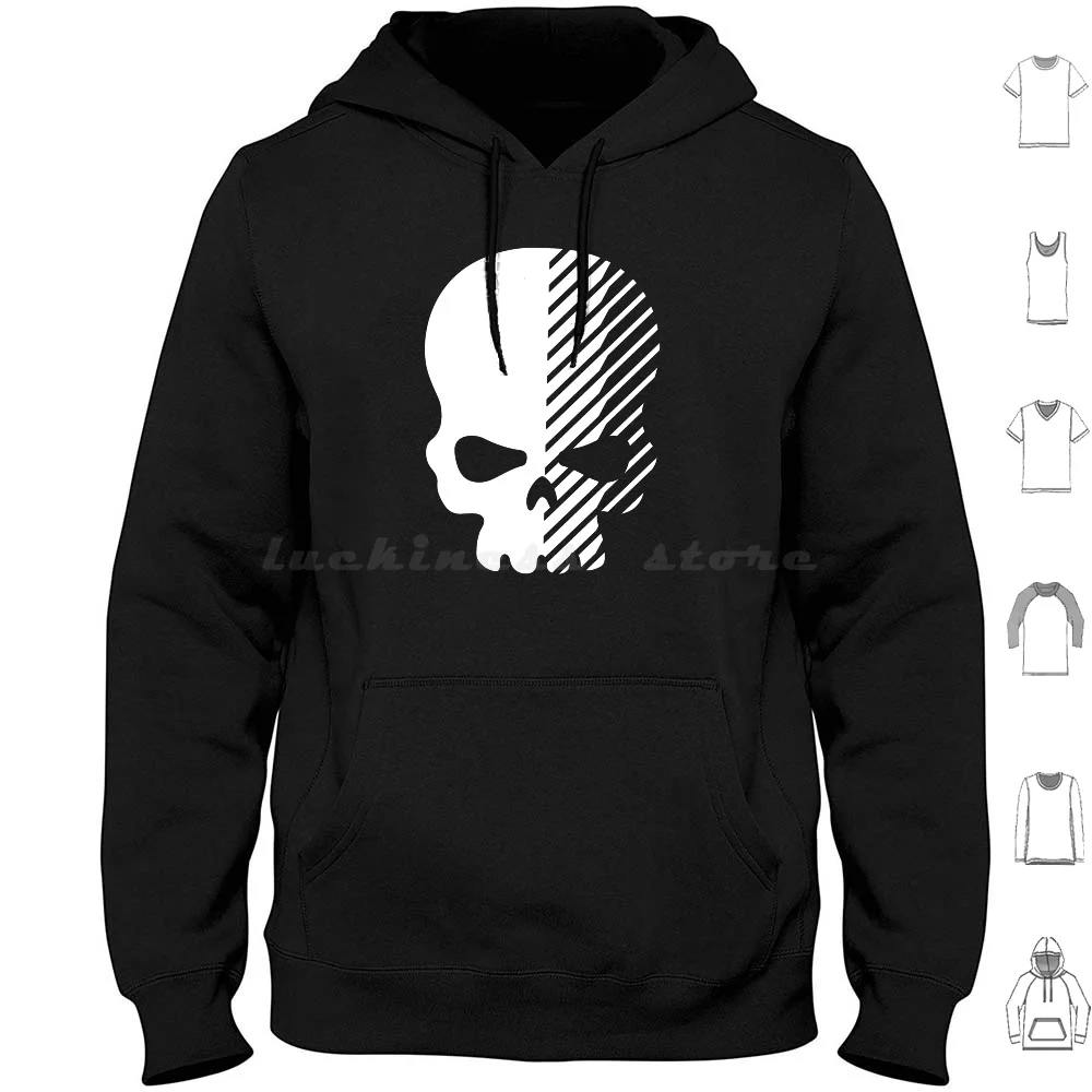 Felpe Con Cappuccio Skull Shadow Skull Face Bone Punish Pirate White