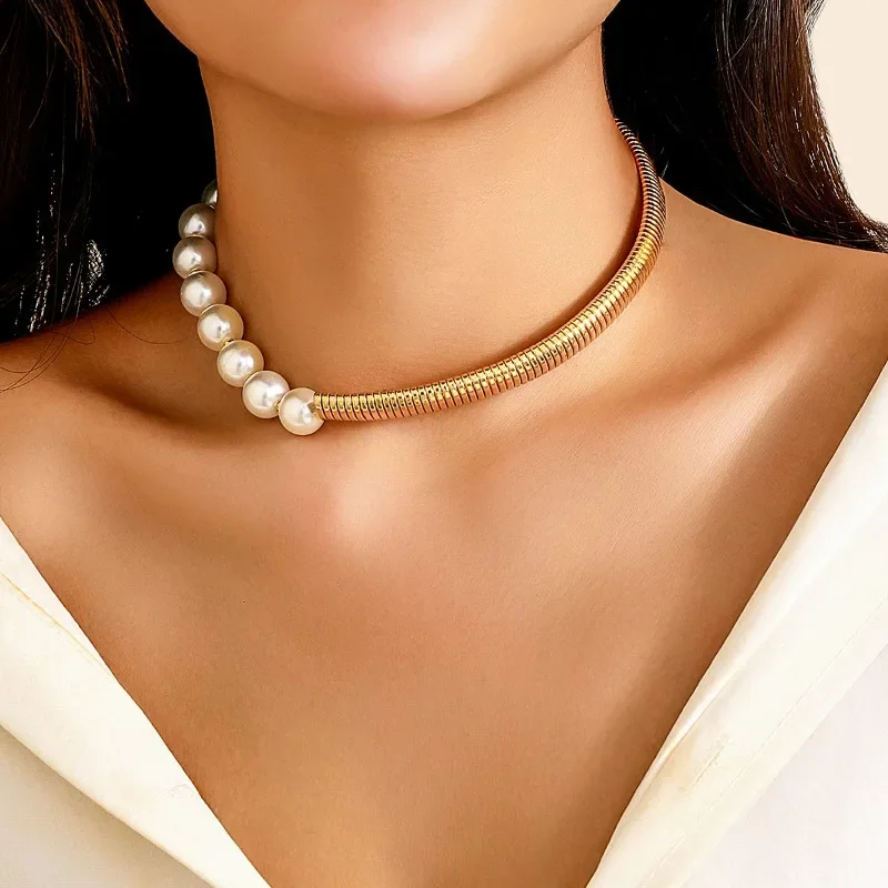 

Punk Style Women's Collar Imitation Pearl Sweet Romantic Fashion Banquet Wedding Necklace Ladies Fashion Jewelry Accessories