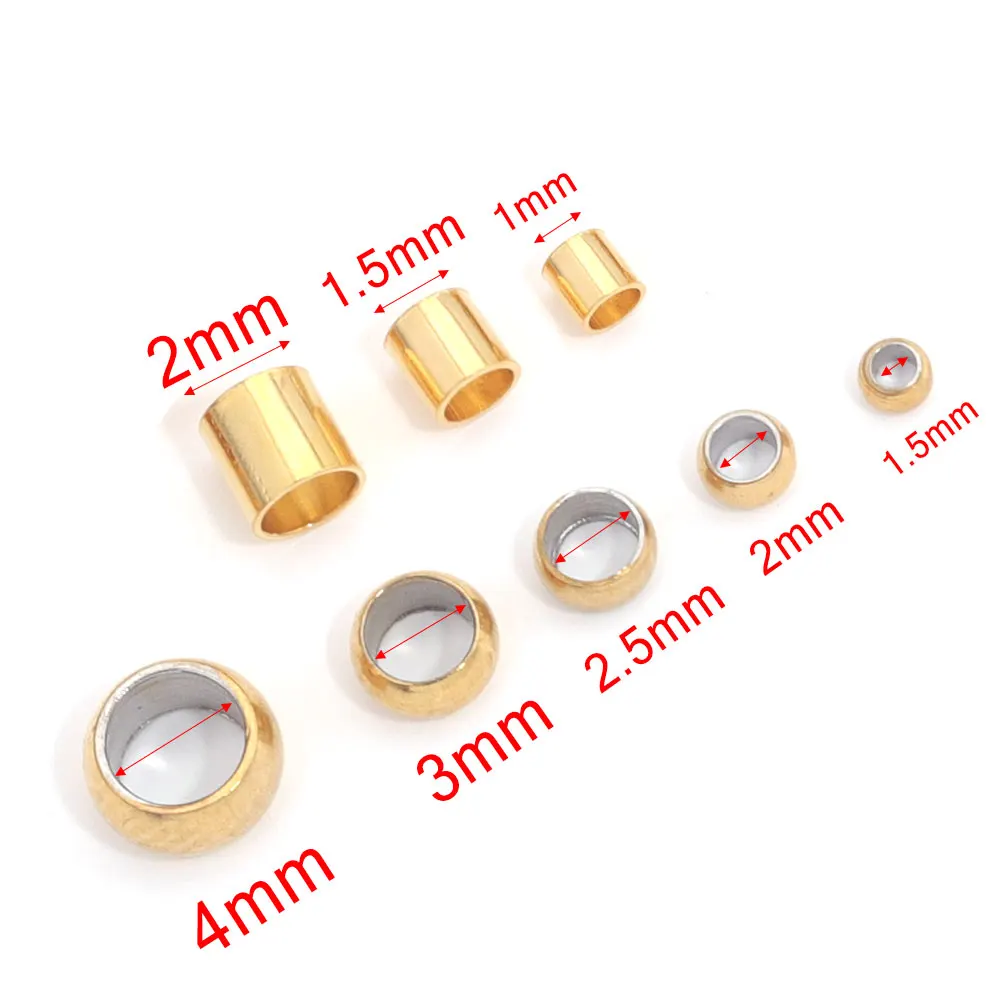 200 stücke Edelstahl Rohr Crimp Ende Perlen Clip Foldover Stopper Spacer Perlen Für DIY Schmuck Machen Liefert Crimp & ende Perlen – Detail 5
