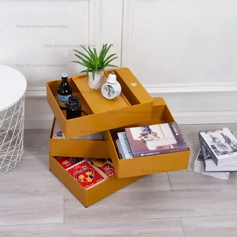 Nordic 360 Rotating Bedroom Movable Nightstand Simple Cream Style Desk Locker Cosmetic Storage Side Cabinet Home Furniture