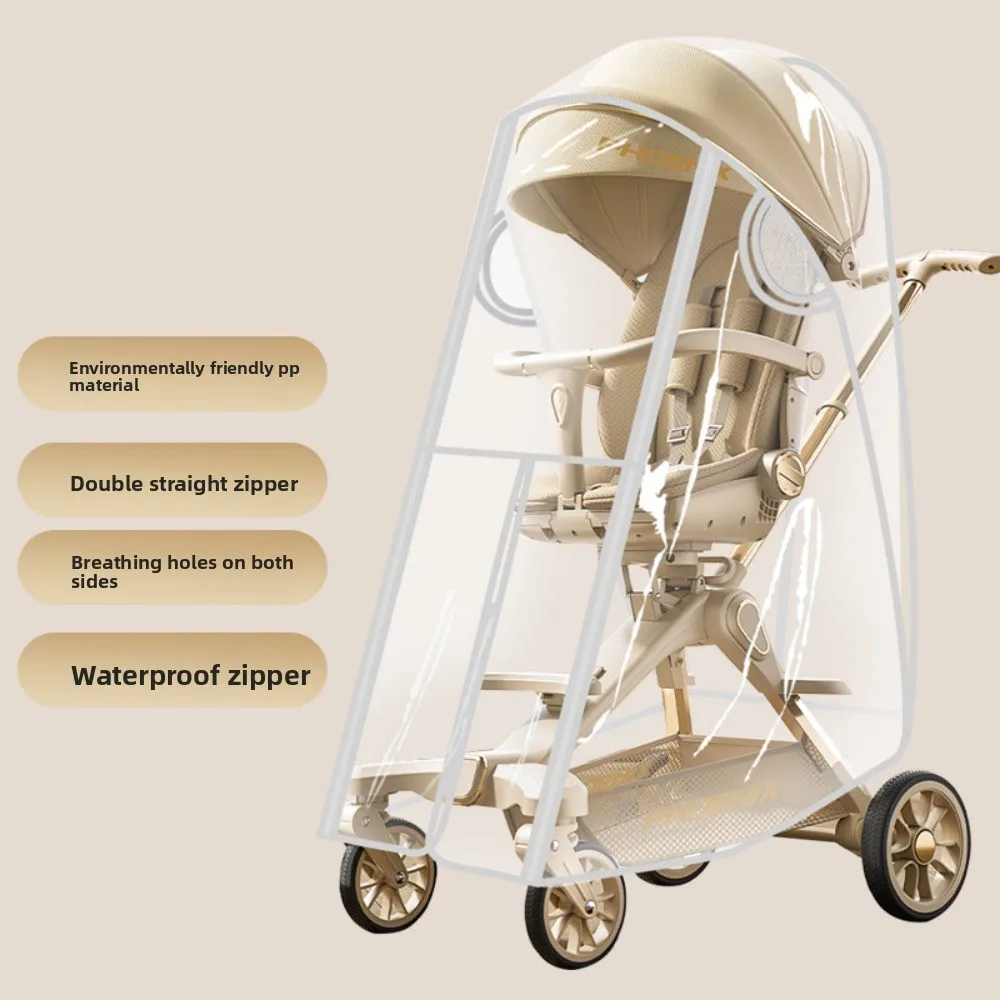 Transparent Baby Strollers Rainproof Cover Windproof Waterproof Baby Pram Rain Cover Nobstructed View Travel Pushchair Raincoat