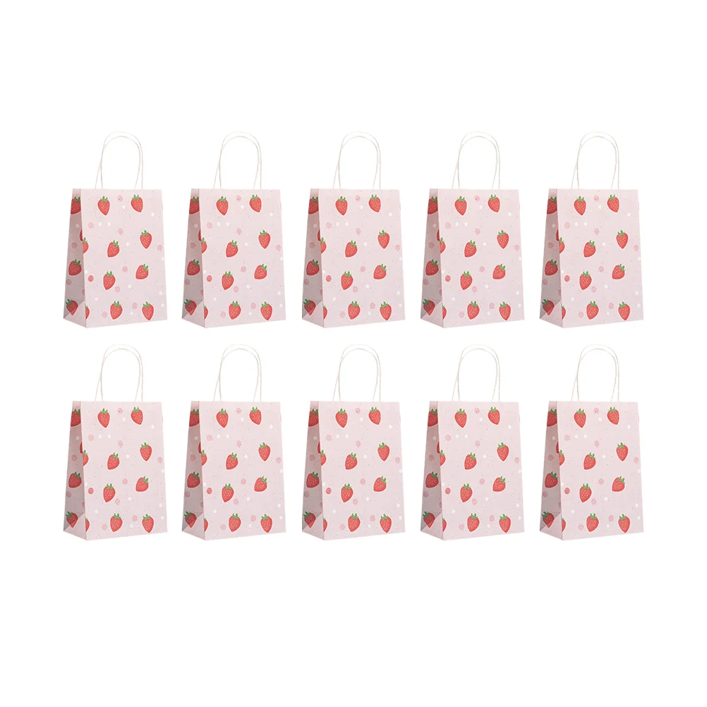 

15 Pcs Sweet Fruit Cartoon Kraft Paper Tote Bag Gifts Cute Storage Candy Candies Printing Child
