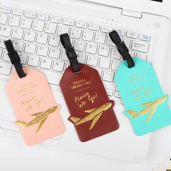 Travel Accessories Creative Aircraft PU Leather Luggage Tag Women Men Portable Label Suitcase ID Address Holder Baggage Boarding 3