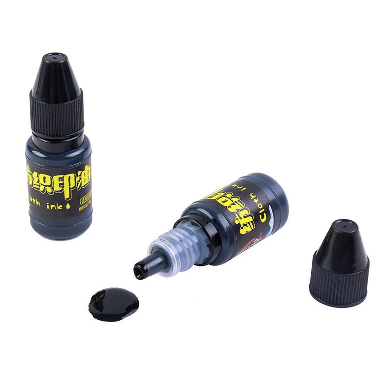 Black Stamp Refill Ink 10ml Clothes Waterproof Ink Name Stamp Printing On Clothing Wash Not Fade Oil For Office School