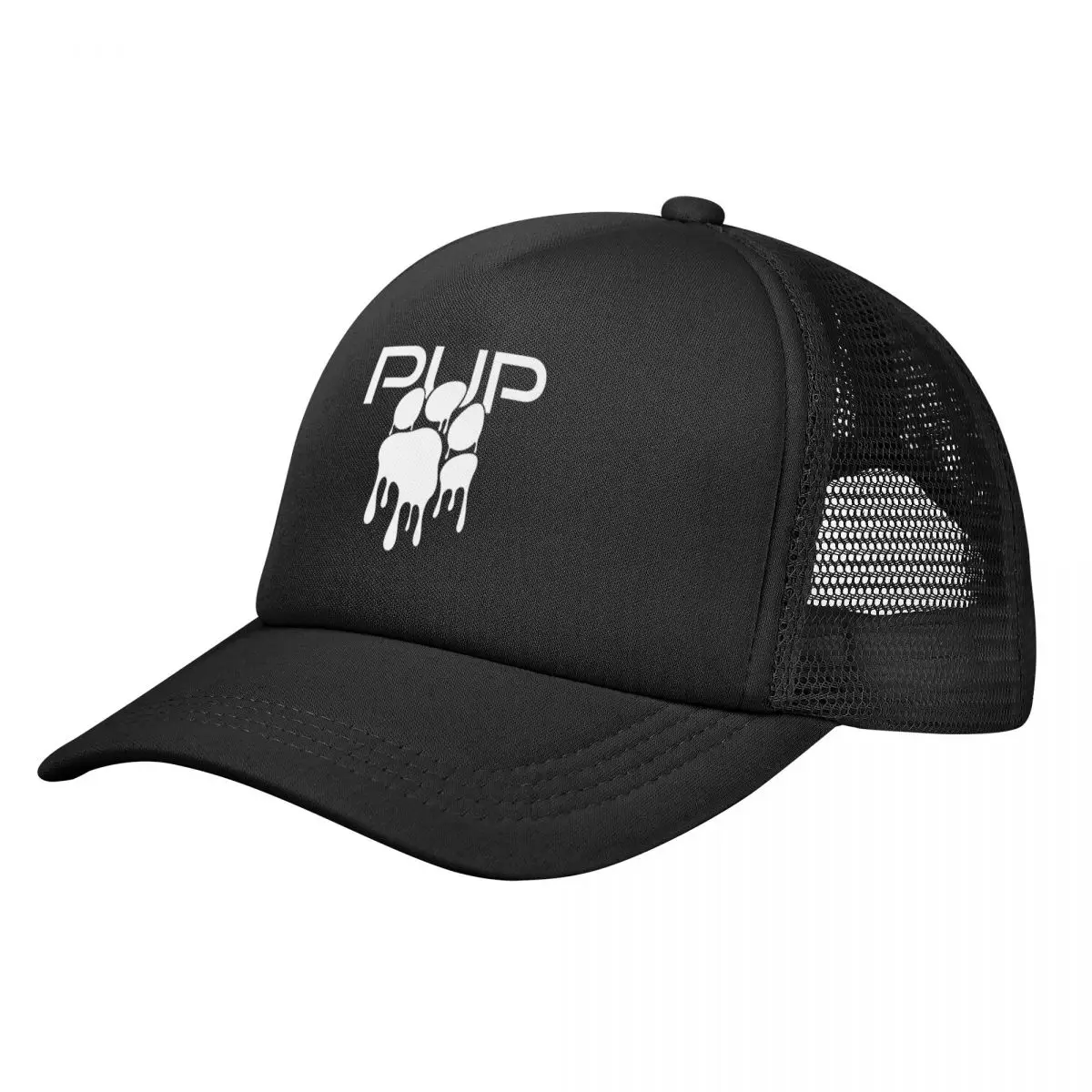 

White PUP Kinky Paws Unisex Adult Mesh Baseball Cap for Spring and Summer
