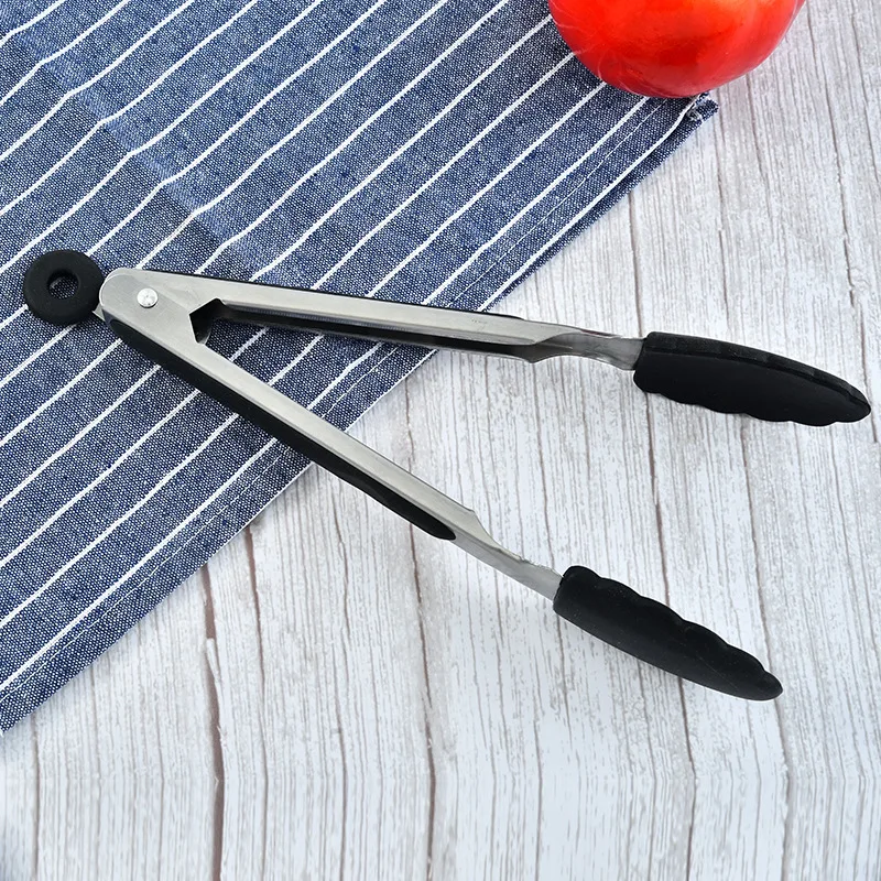 Silicone BBQ Grilling Tong Salad Bread Serving Tong Non-Stick Kitchen Barbecue Grilling Cooking with Joint Lock