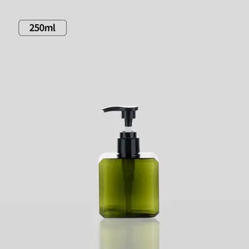 ขวดสบู่เหลวพลาสติกทรงเหลี่ยมแบบเติมได้ ขนาด 250/450/650 มล. สำหรับใช้ภายนอกอาคาร ขวดเปล่าสำหรับใส่แชมพูแบบกด 7