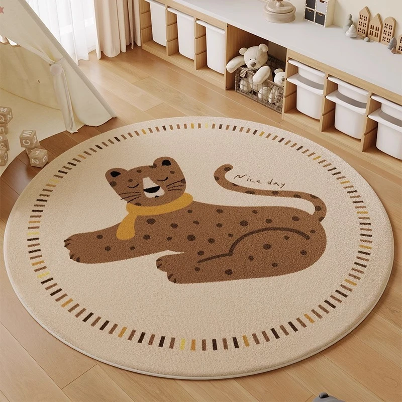 Round Living Room Carpet Cartoon Cute Animal Print Bedroom Plush Rug Large Area Home Decor Sofa Coffee Table Floor Mats Ковер 러그