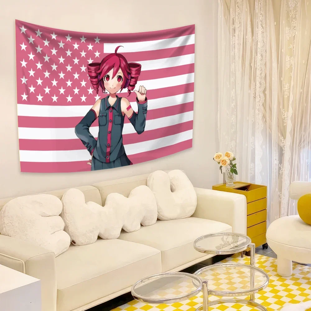 3x5Ft Kasane Teto Pink American Flags Wall Hanging Tapestry Headboar daesthetic Room Decor Cute Birthday Gifts tapestry decor,wall flag decor