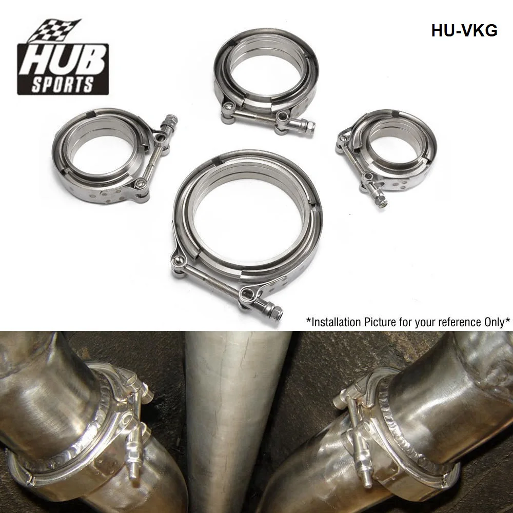 HUB Sports 2,2.25,2.5,2.75,3 Inch Exhaust Stainless Universal V-Band  Clamp And Flange Kit For Turbo, Exhaust Pipes HU-VKG - AliExpress