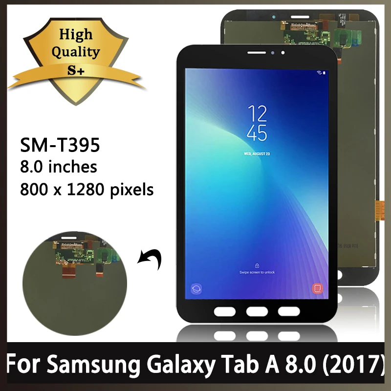 Substituição do Conjunto da Tela Sensível ao Toque Display Lcd para Samsung Tab Active T395 Sm-t395c 80 Novo