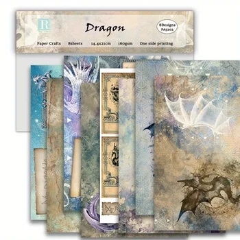 8 pezzi Scrapbook Paper Pad modello assortito Decoupage cartoncino carta monolaterale Vintage Scrapbooking forniture per la creazione di carte fai da te