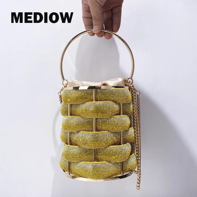 

Женские вечерние мини-сумки MEDIOW, Роскошные Дизайнерские Сумочки, кошельки, новинка 2024, блестящие Наплечные сумки из поликарбоната с имитацией бриллиантов и цепочкой