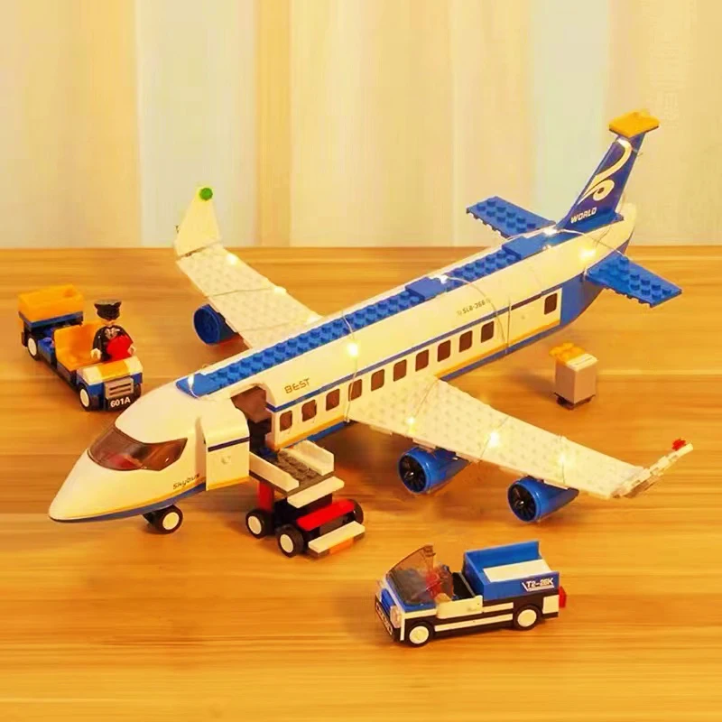 City Plane Series International Airport Airbus Building Blocks Cargo Airliner Medical Rescue Aircraft Model Bricks Set Giocattoli Moc