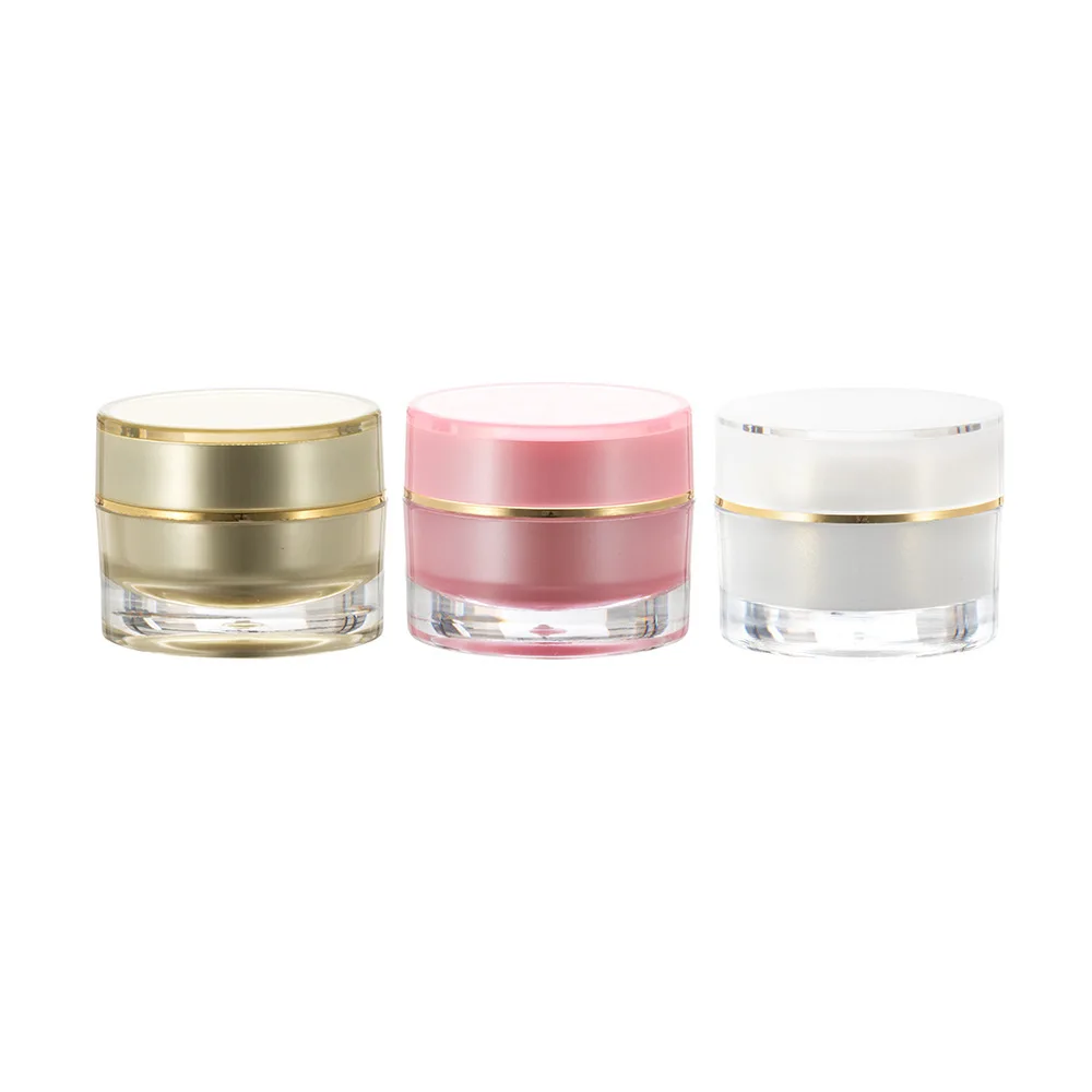 

10G Empty Acrylic Cosmetic Cream Jar Gold Pink White 10ml DIY Portable Facial Lotion Containers Sample Eye Gel Bottle Packaging