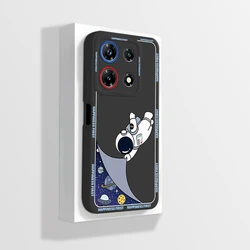Cartoon Soft Silicone Straight Edge Phone Cover for Infinix Note 30Pro (Black A01)
